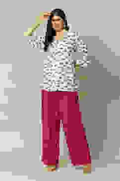 Purple LIVA Straight Printed Palazzo image number 0