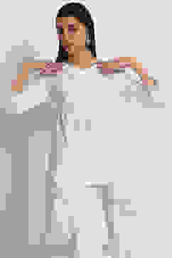 White Viscose Rayon Flared Kurti image number 6