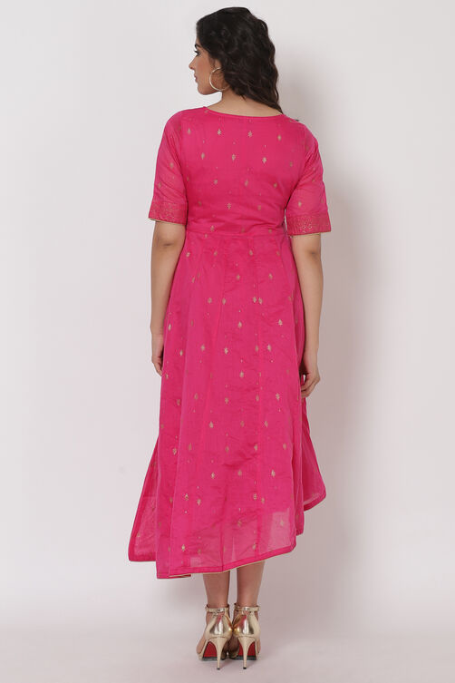 Pink Polyster Poly Chanderi Dress image number 4