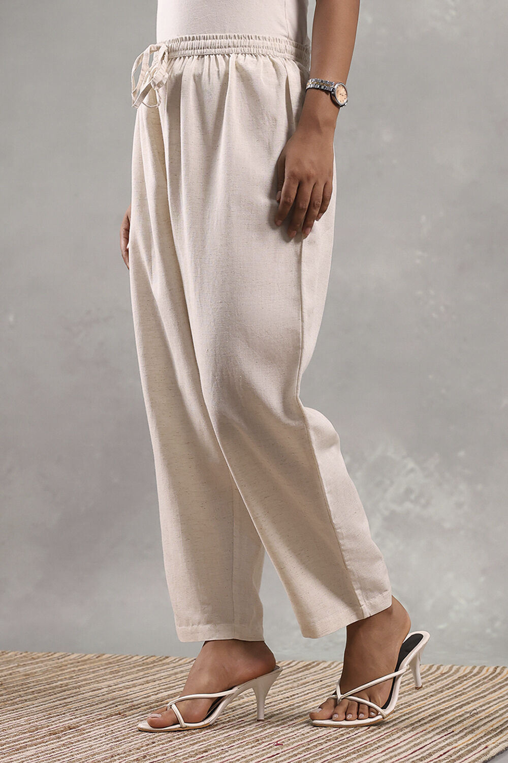 Natural Rayon Blend Solid Straight Pants image number 2