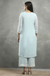 Blue Viscose Straight Kurta Pants Set image number 4