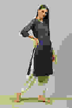 Blue Poly Viscose Straight Printed Kurta image number 4