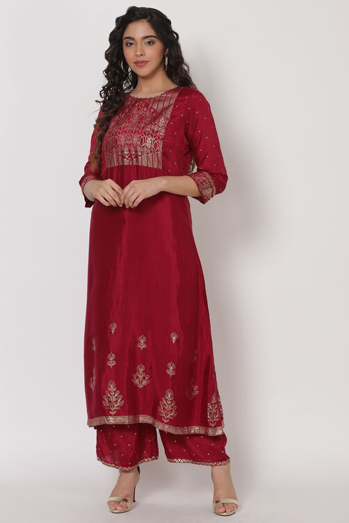 Wine Viscose Line Kurta image number 0