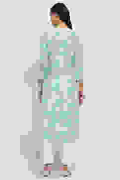 Sea Green Printed Straight Kurta image number 3