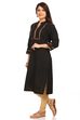 Black Straight Cotton Kurta image number 0