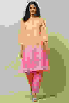Orange Pink Ombre Printed Straight Kurta Set image number 6