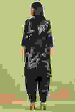 Indigo Blue Viscose Blend Printed Kalidar Kurta Pants Set image number 4