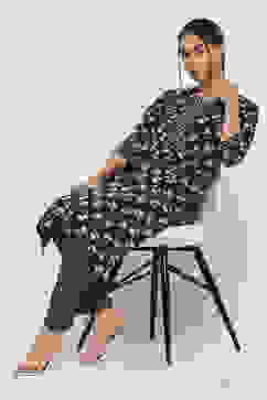 Indigo Cotton Printed Regular Pants image number 0