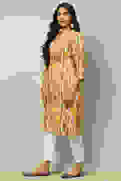 Yellow Viscose Geometric Printed Straight Kurta image number 2