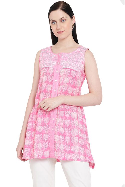 Pink Viscose A-Line Indie Top image number 0