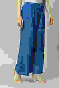 Blue LIVA Straight Printed Palazzo image number 3