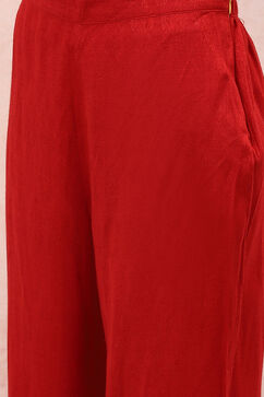 Red Acrylic Straight Kurta image number 2