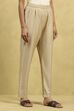 Gold Viscose Blend Solid Narrow Pants image number 3