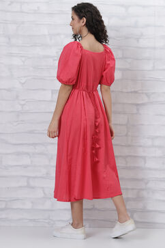Coral Cotton Midi Dress image number 4