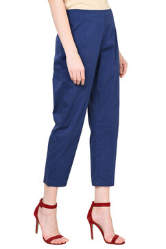 Blue Cotton Slim Pants image number 3