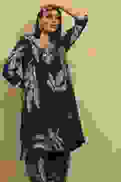 Indigo Blue Viscose Blend Printed Kalidar Kurta Pants Set image number 7