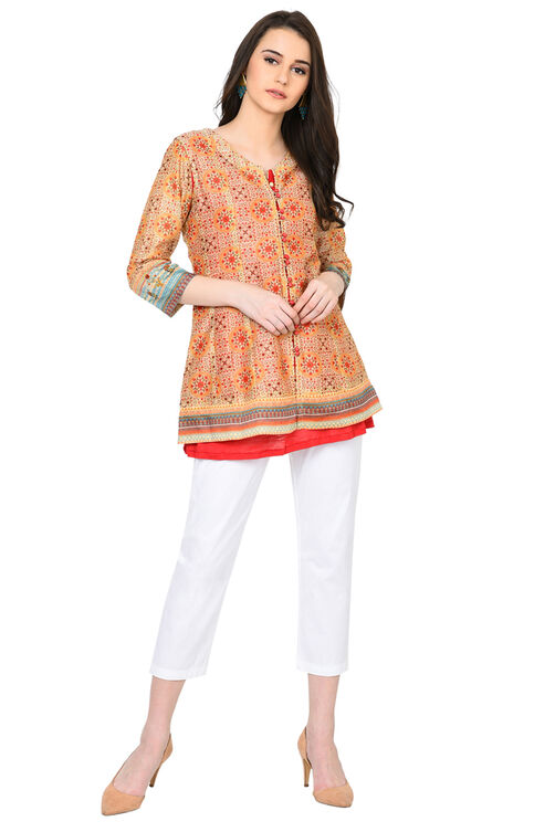 Beige Straight Polyester Reversible Kurta image number 6