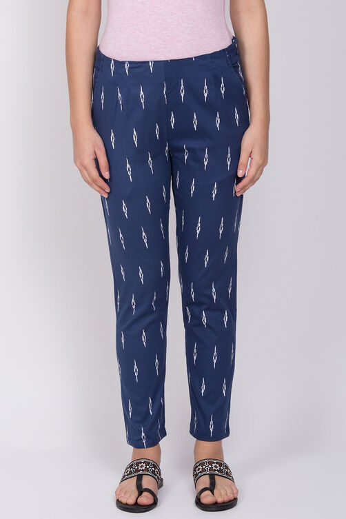 Indigo Poly Lycra Slim Pants image number 0