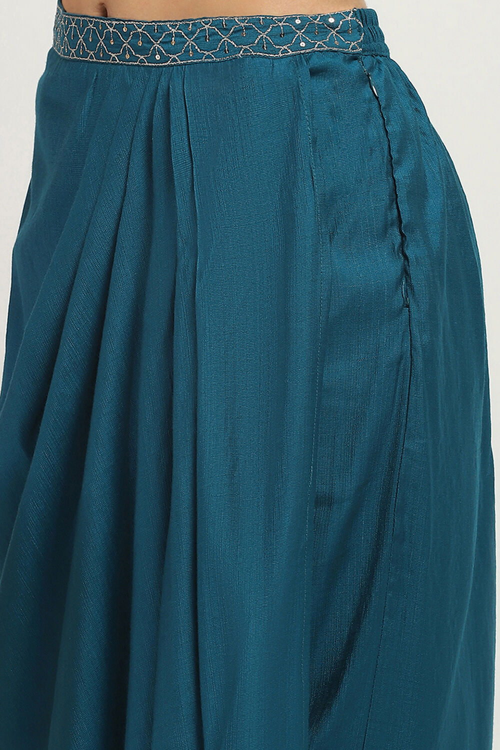 Teal Viscose Blend Skirt Set image number 2