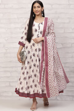 Cream Kalidar Printed Suit Set image number 6