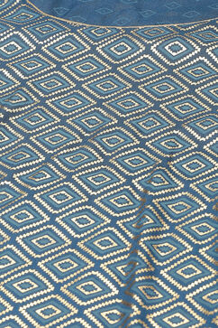 Petrol Blue LIVA A Line Suit Set image number 1