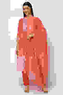 Coral Polyester Dupatta image number 1