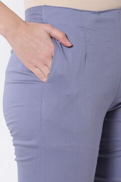 Grey Poly Lycra Slim Pants image number 1