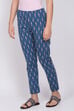 Teal Blue Poly Lycra Slim Pants image number 1