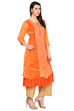 Orange Flared Polyester Kurta image number 3