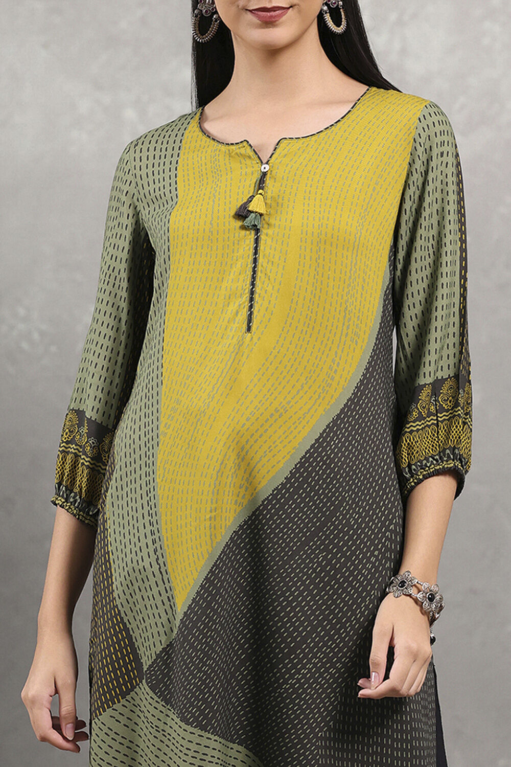Green Printed Straight Kurta image number 1
