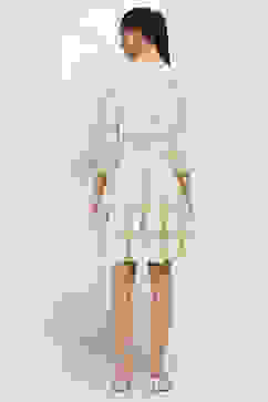 Olive Green Printed Tiered Dress image number 3