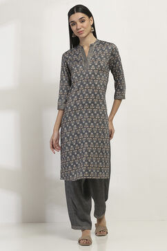 Navy Viscose Straight SET image number 6