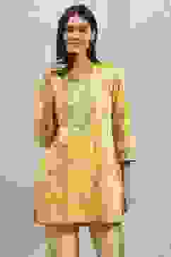 Yellow Viscose Blend Printed Straight Top image number 5