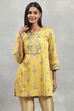 Yellow Viscose Blend Printed Straight Top image number 5