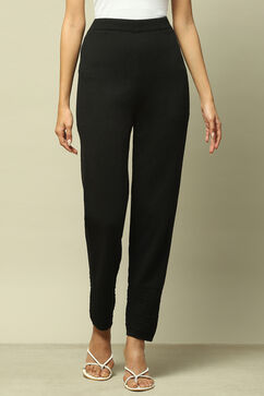 Black Acrylic Regular Solid Legging image number 4