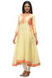 Cream Cotton Flared Kurta image number 0