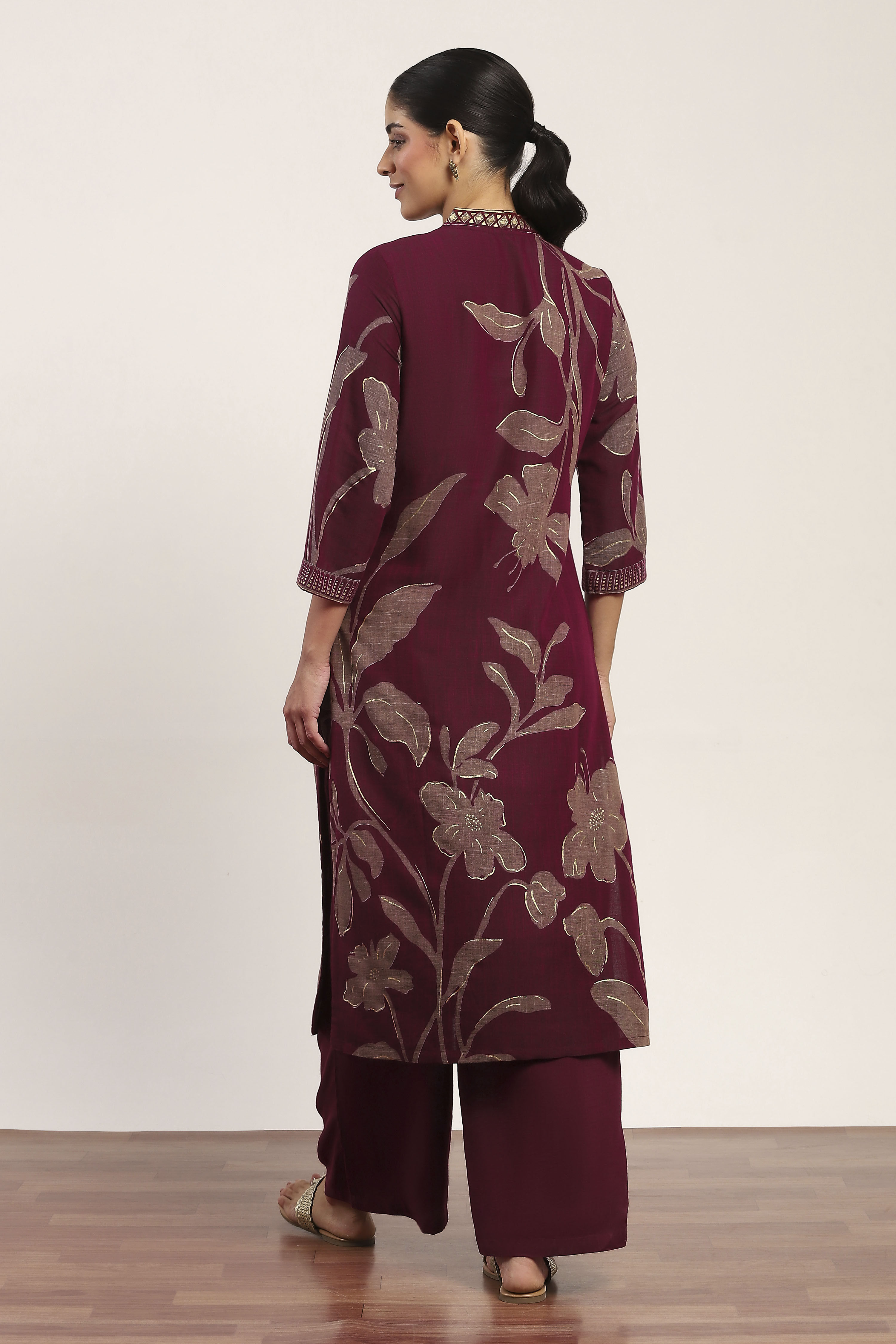 Pink Viscose Polyester Viscose Rayon Kurta Pants Set image number 4