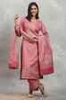Coral Polyester Yarndyed Straight Suit Set
