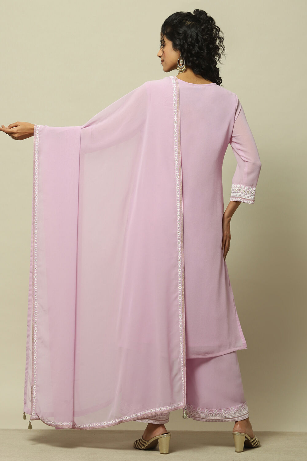 White Poly Georgette Solid Dupatta image number 2