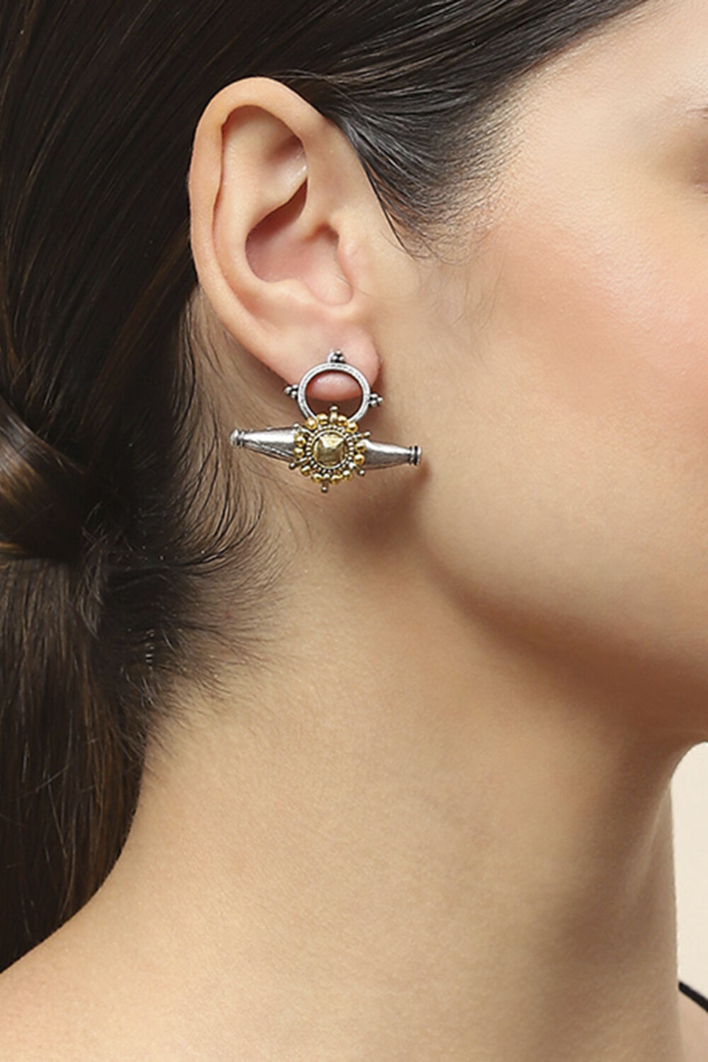 Dual Oxidised Alloy Earrings image number 1