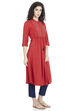 Red Flared Viscose Dress image number 2