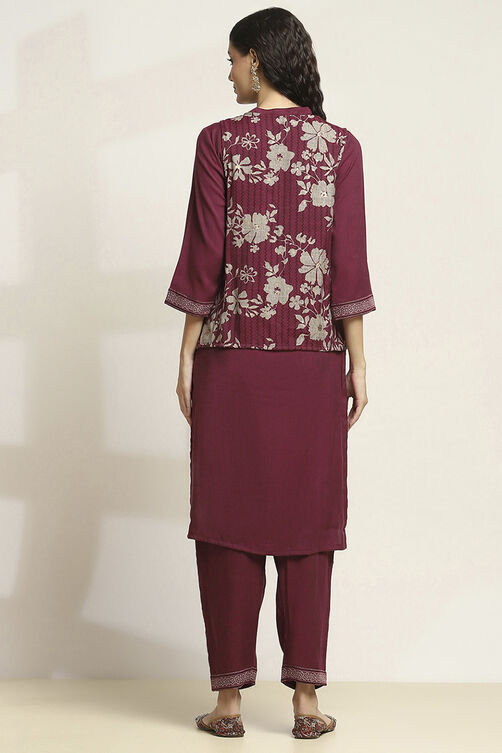 Black Viscose Blend Printed Straight Kurta Pants Set image number 4