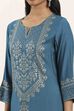 Aqua Viscose Rayon Straight Kurta Pants Set image number 1