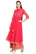 Pink Flared Viscose Kurta image number 3