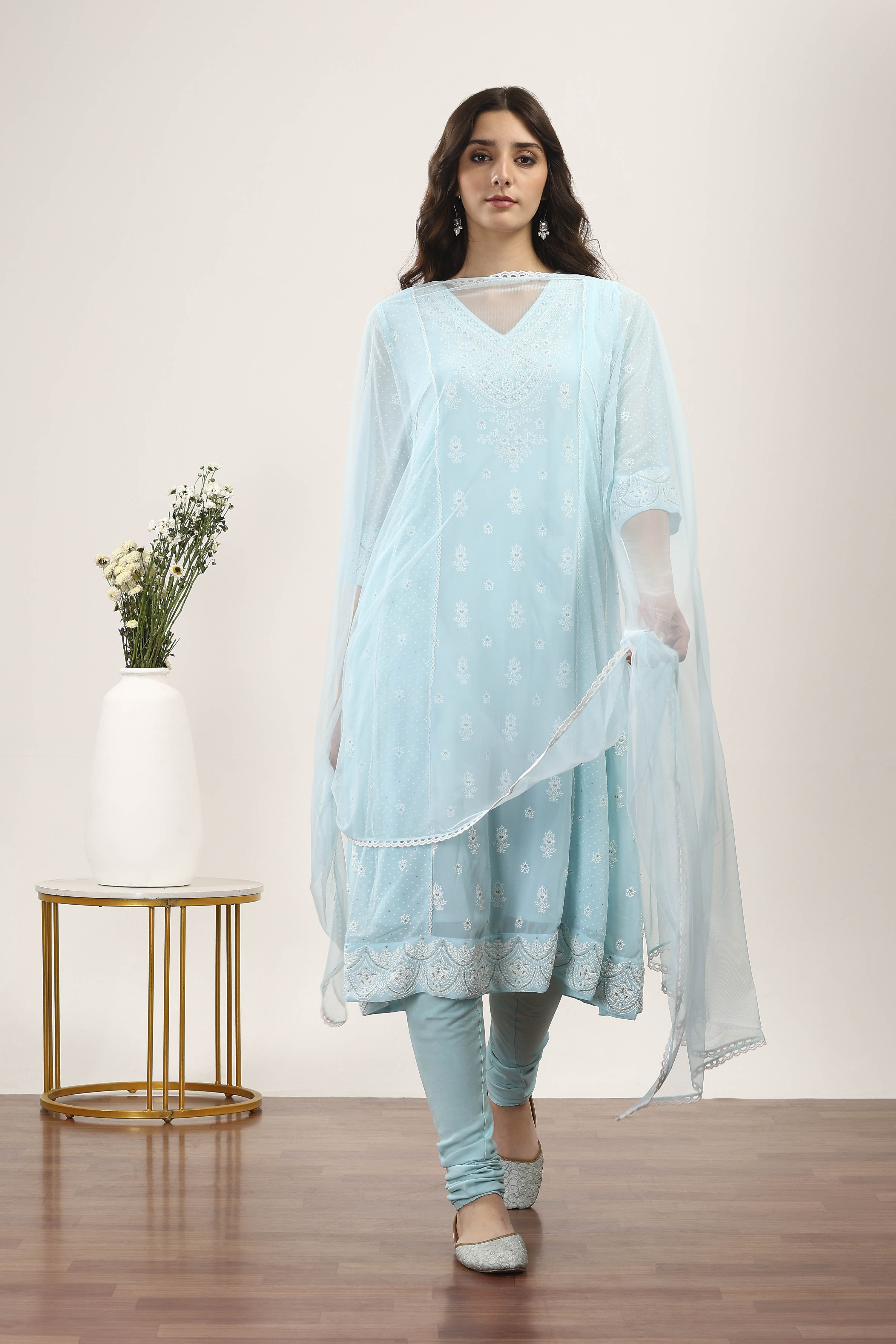 Blue Polyester Kalidar Suit Sets image number 6