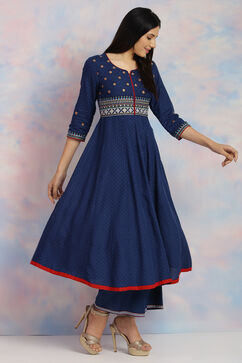 Indigo Viscose Rayon Kalidar Kurta image number 4