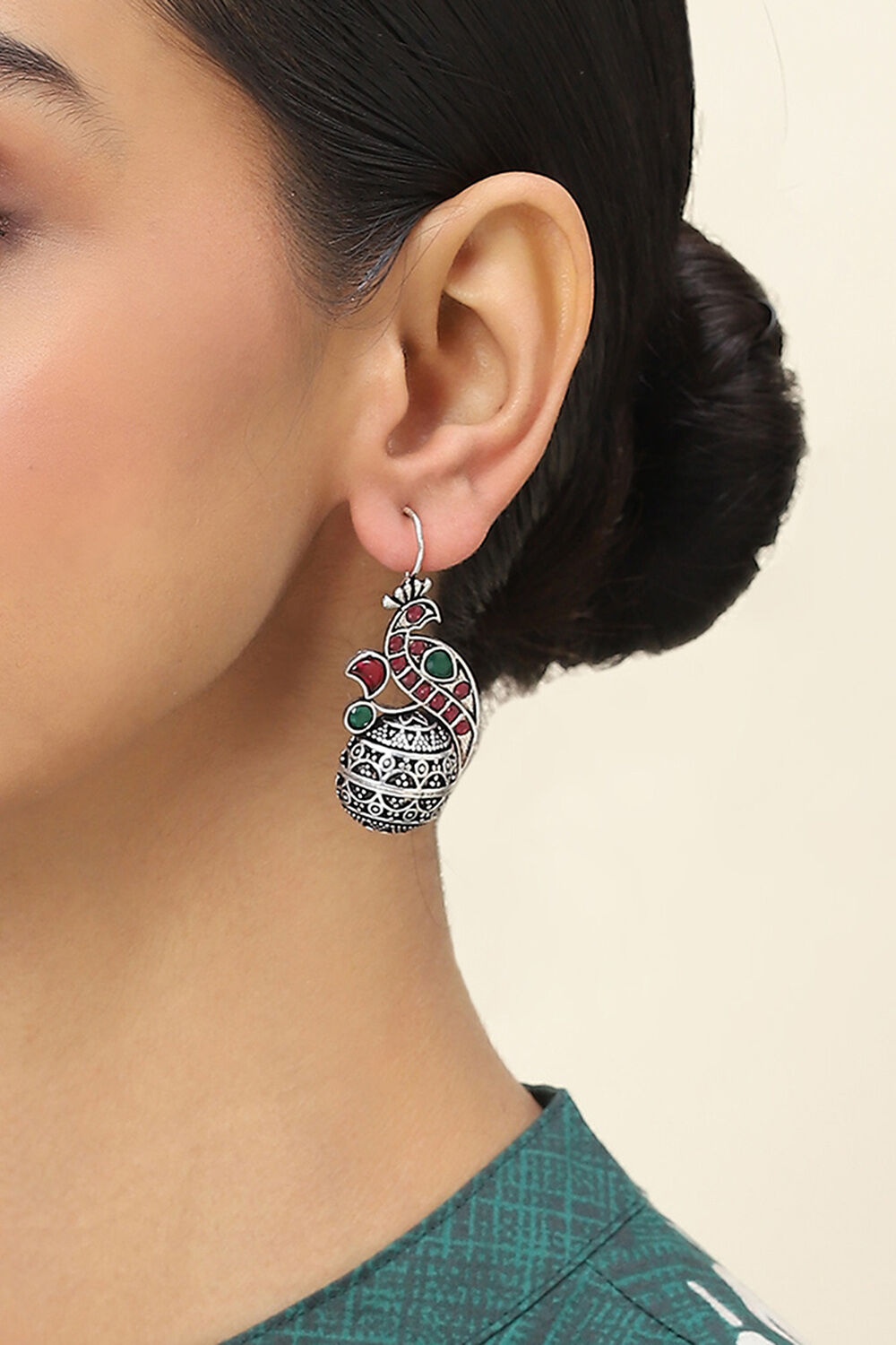 Pink-Green Alloy Drop & Danglers image number 1