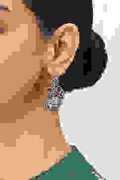 Pink-Green Alloy Drop & Danglers image number 1