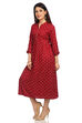Maroon Flared Viscose Dress image number 7