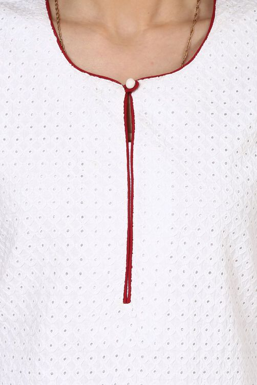 White Straight Cotton Kurta image number 1